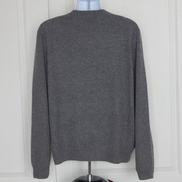 NWT Men’s PAOLO MONDO Luxury 2-PLY Cashmere V-NECK Knit Dark Gray Sweater XXL - Picture 3 of 4